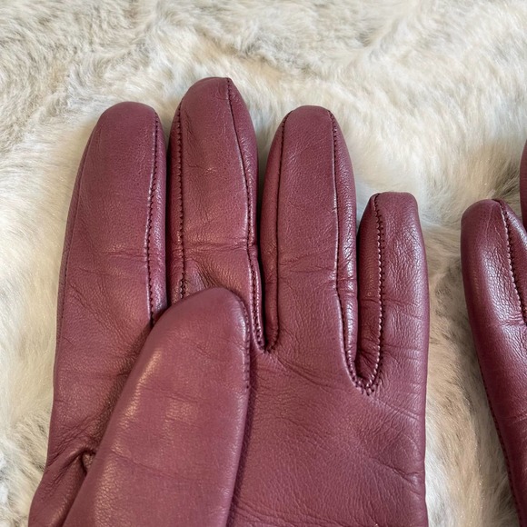 Vintage Gloves Mauve Pink Italian Leather 100% Cashmere Lining Size 6 - Picture 5 of 14
